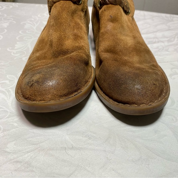 Born Sylvia Suede Leather Boots Beaded Ankle Strap Tobacco Combo 8.5 M Camel - Picture 6 of 13